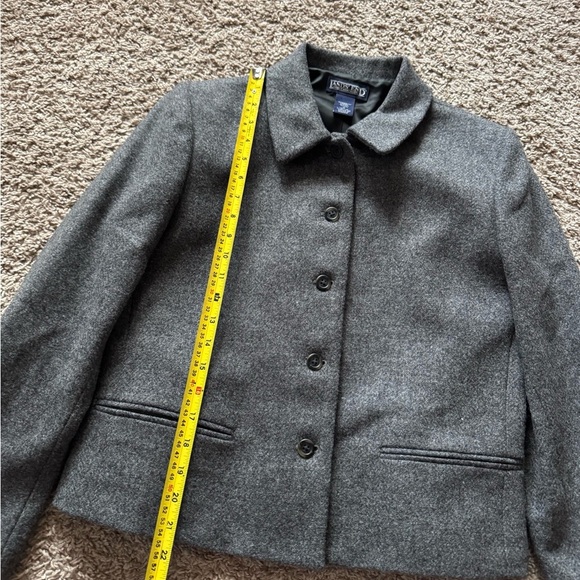 LANDS END Women's Gray Heather Wool Blazer Jacket Size 10 Petite - Picture 2 of 6